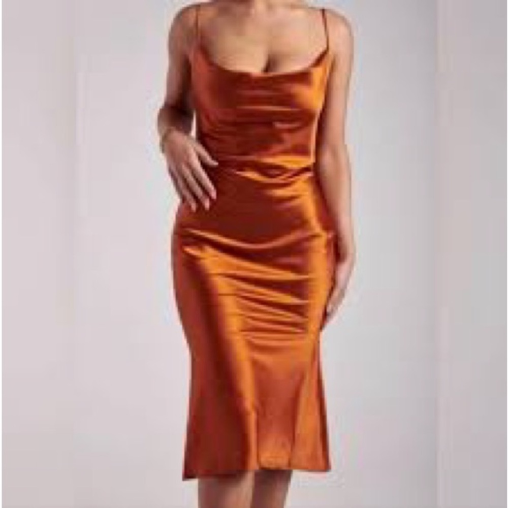 Elegant Orange Satin Dress
